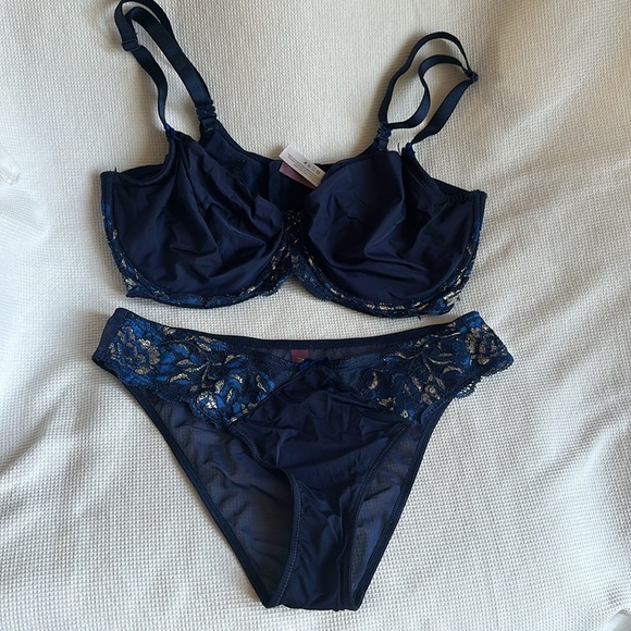Adore Me Missy Unlined Demi Bra and Brazilian Panty Set 38DDD/M - Picture 6 of 11
